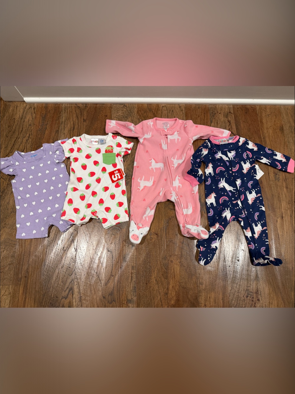 Kidgets 0-3 Month Baby Girl One-Piece Pajamas & Rompers NWT